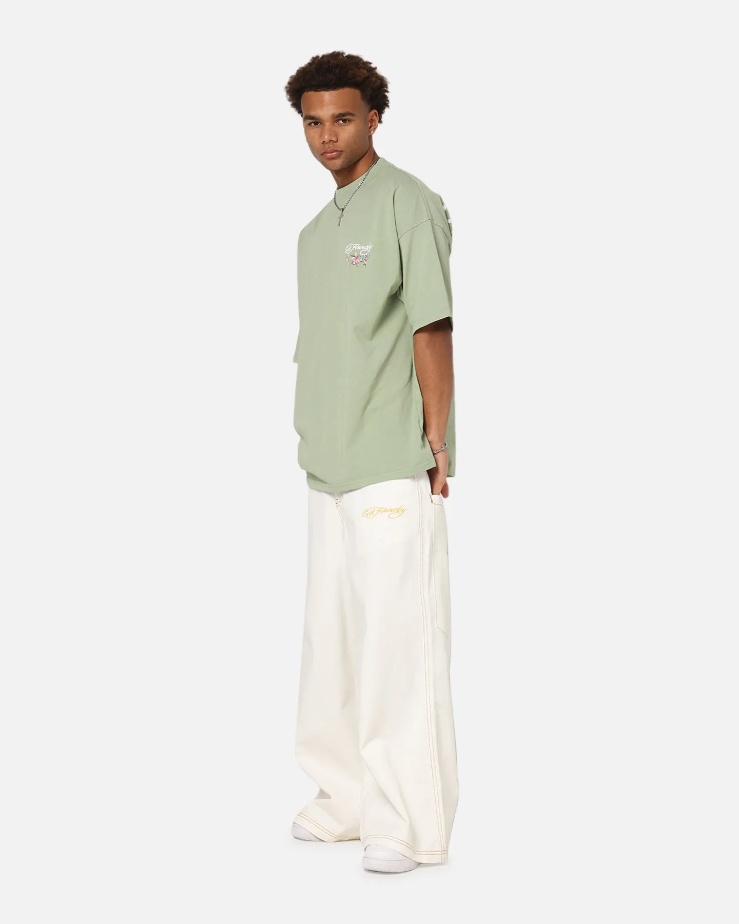 Ed Hardy Ultra Wide Leg Denim Jeans Off White/Yellow sold by Culture Kings product image thumbnail 2