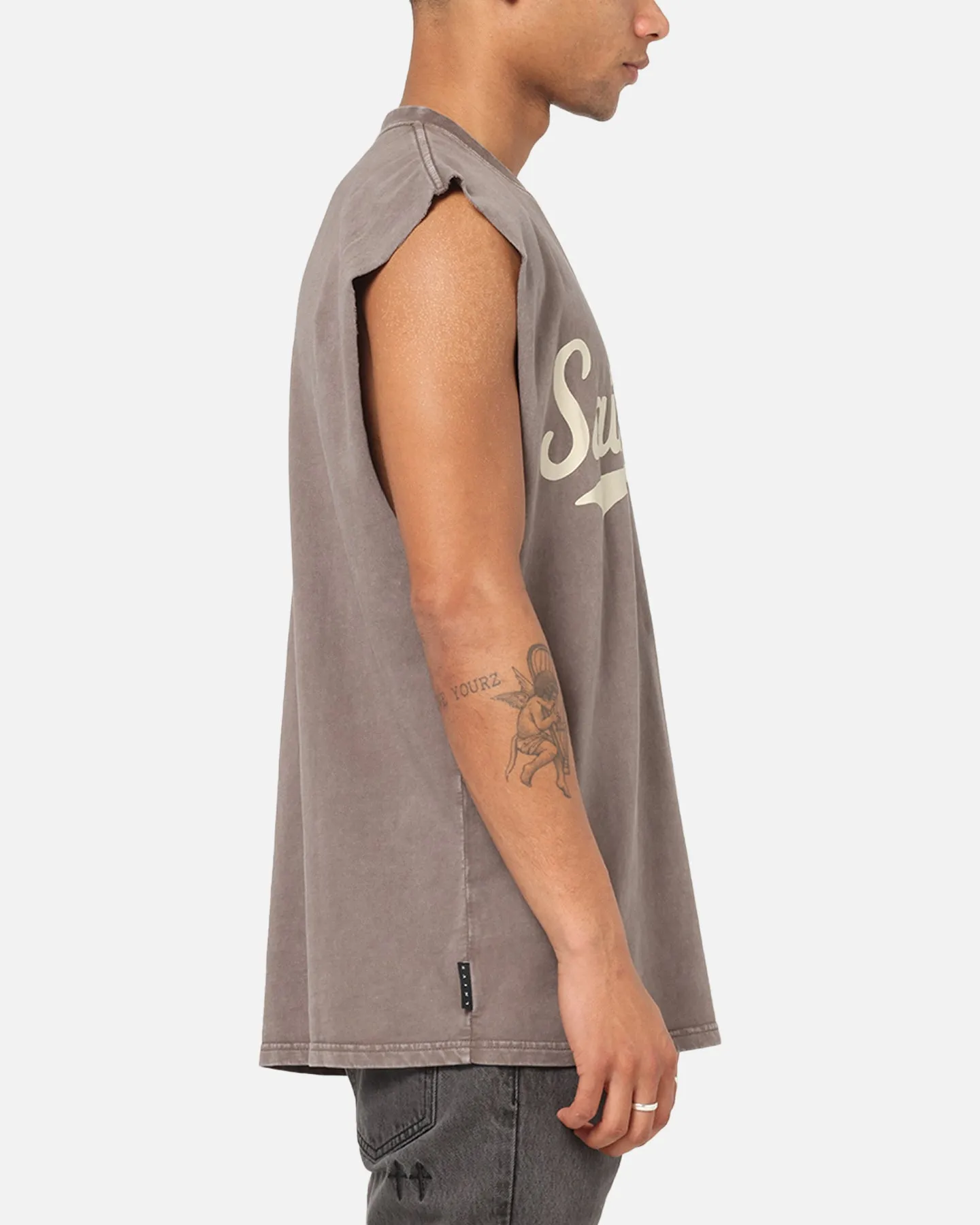 Saint Morta Script Oversized Muscle T-Shirt Washed Brown sold by Culture Kings product image thumbnail 4