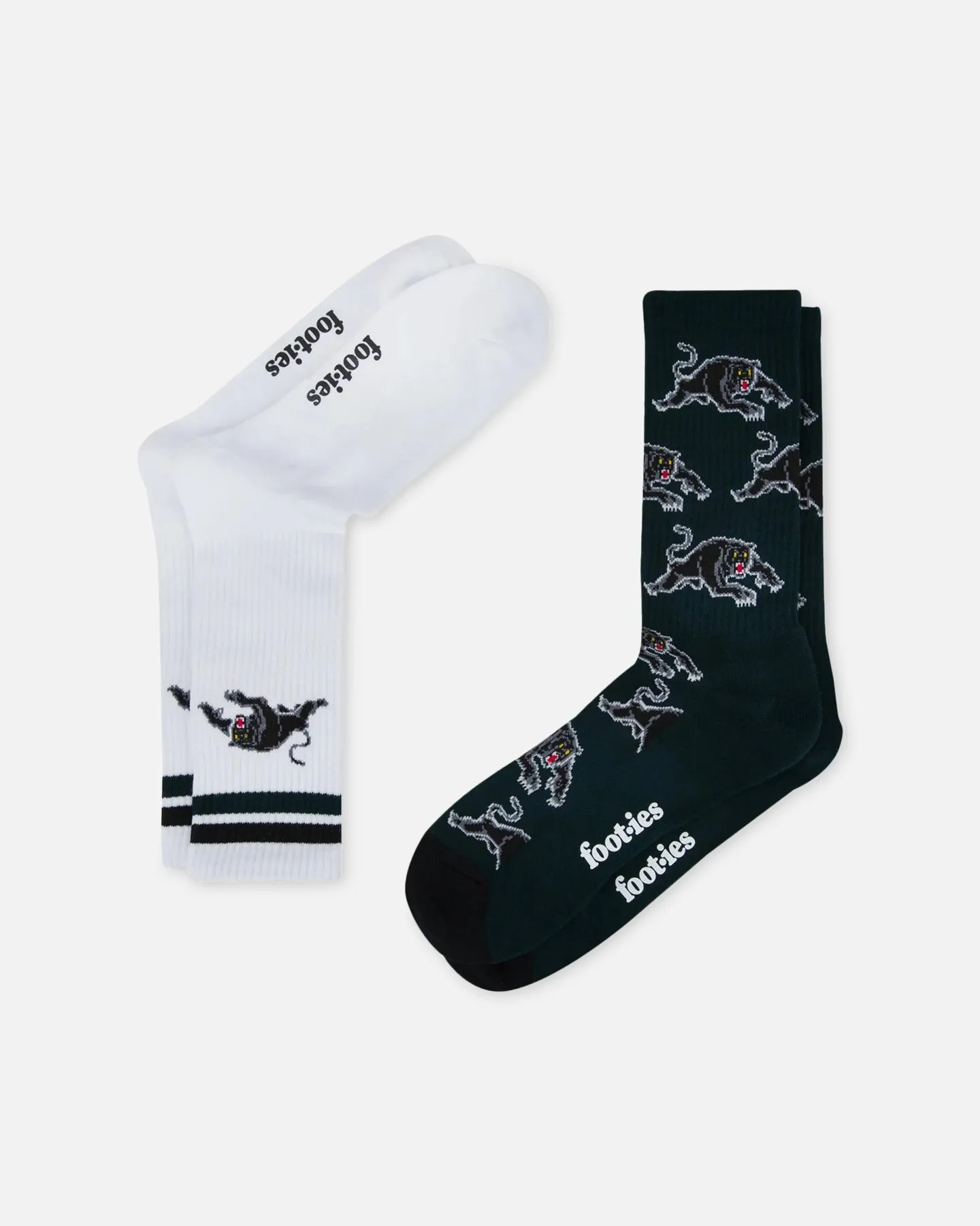 Foot-ies Penrith Panthers Crew Socks 2 Pack Slate/White sold by Culture Kings