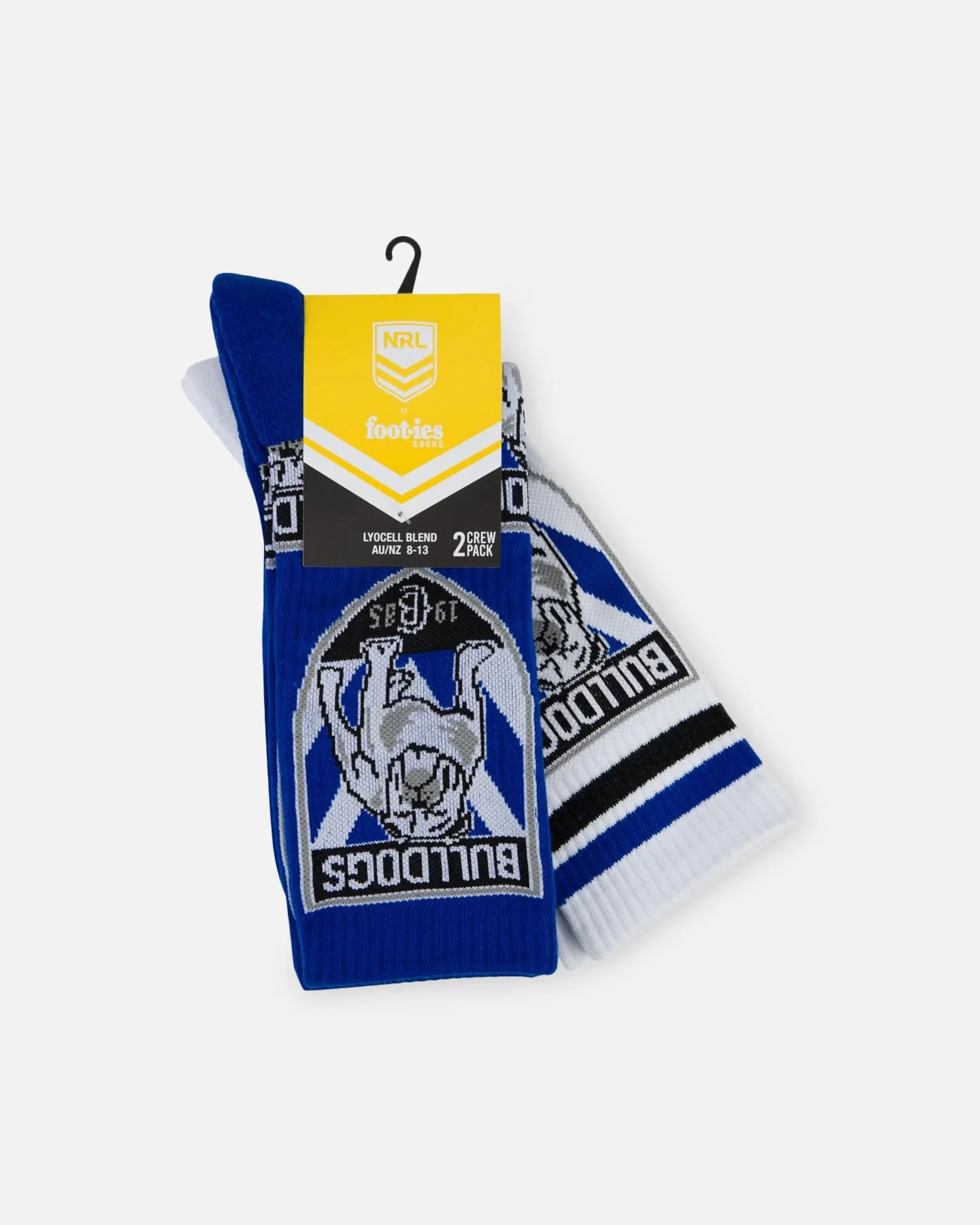 Foot-ies Canterbury-Bankstown Bulldogs Crew Socks 2 Pack Navy/White sold by Culture Kings product image thumbnail 2