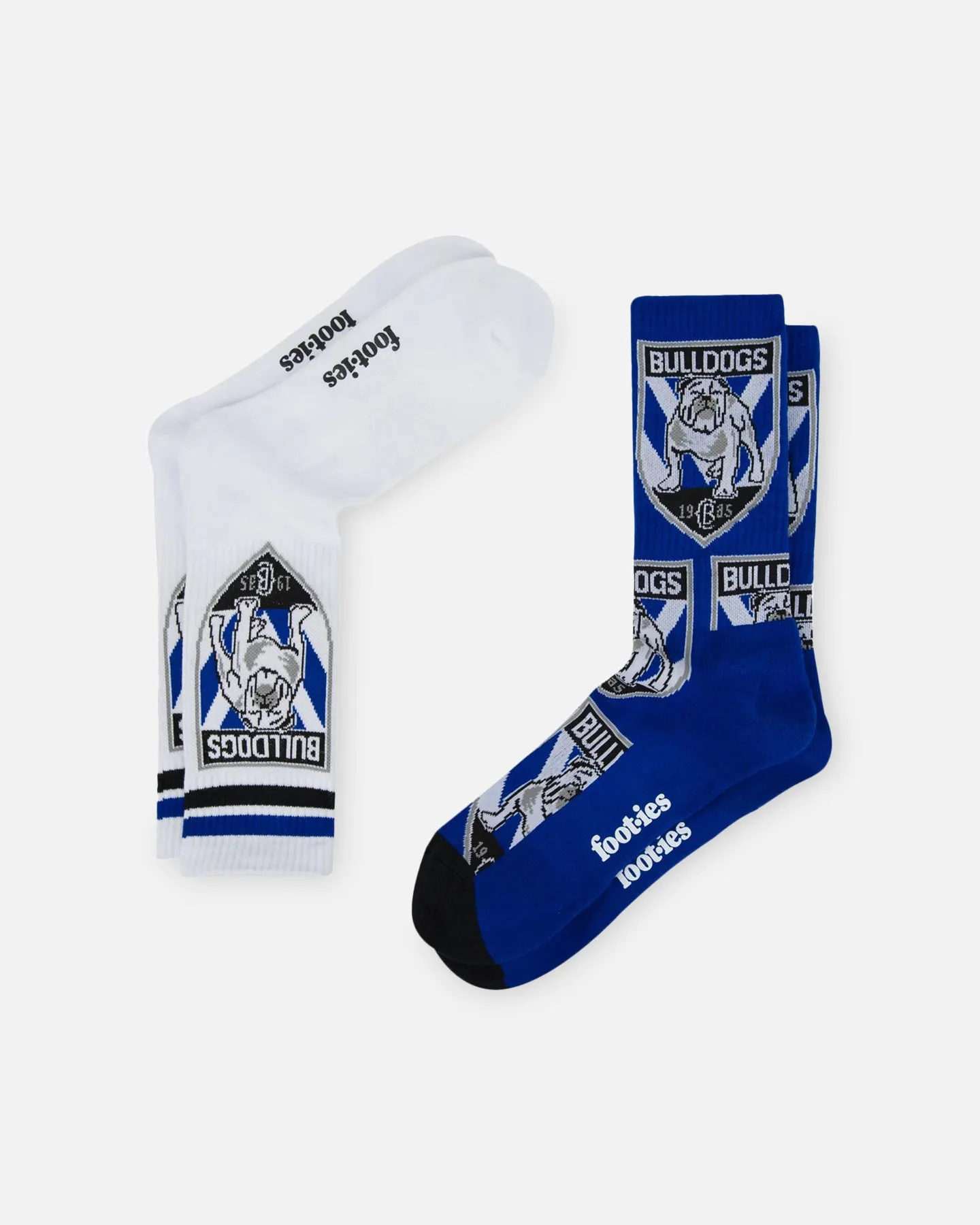 Foot-ies Canterbury-Bankstown Bulldogs Crew Socks 2 Pack Navy/White sold by Culture Kings