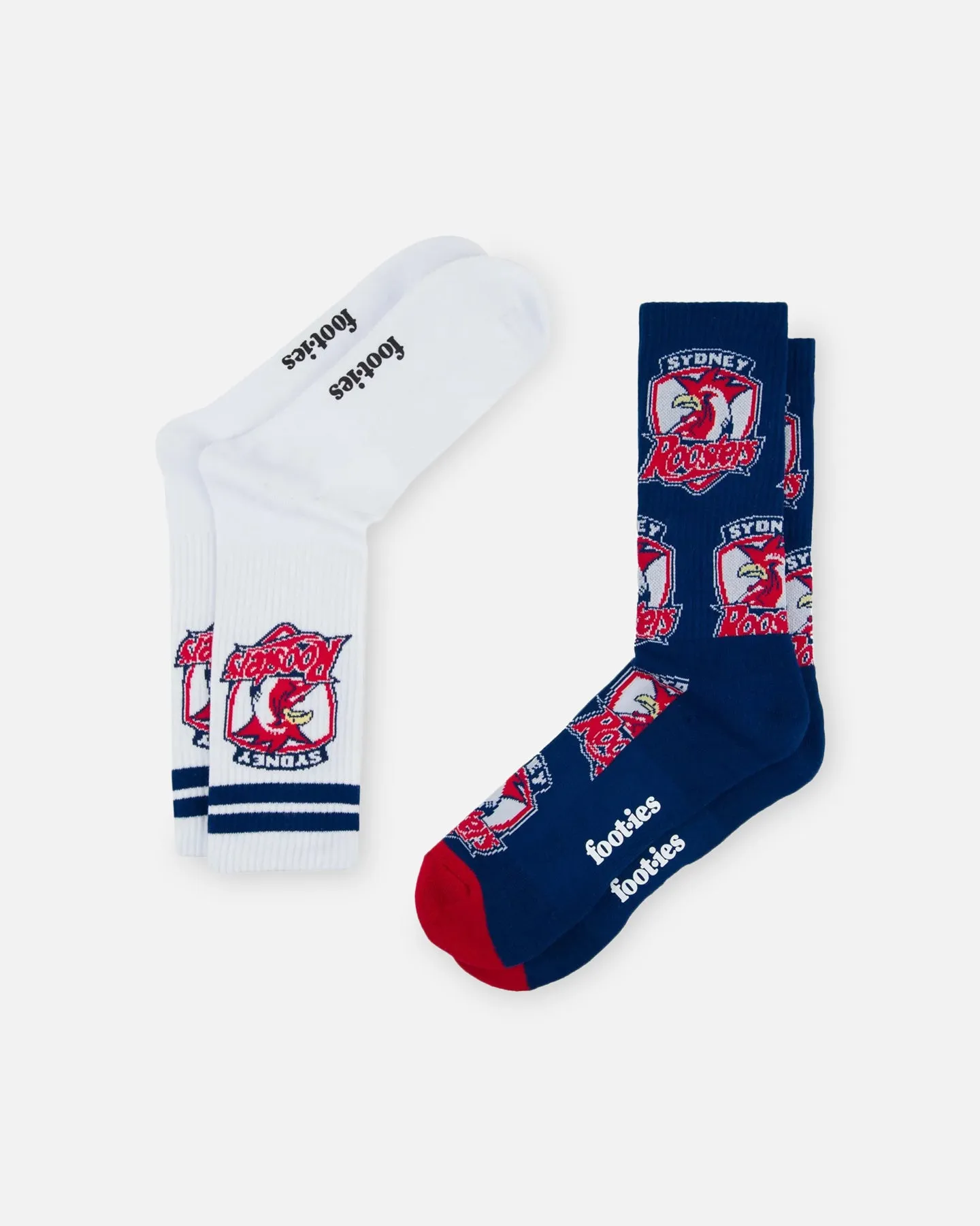 Foot-ies Sydney Roosters Crew Socks 2 Pack Navy/White sold by Culture Kings