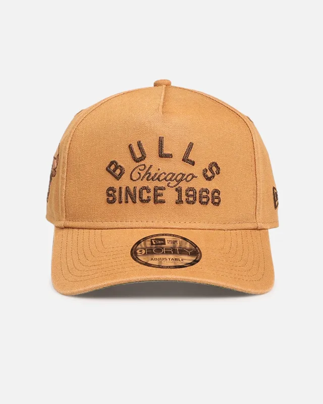 New Era Chicago Bulls 'Washed Canvas' 9FORTY A-Frame Snapback Walnut made by New Era