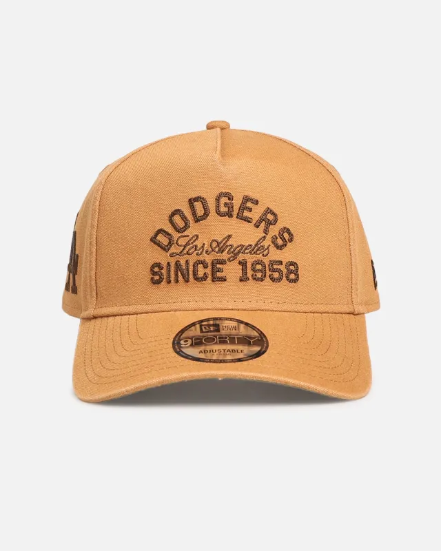 New Era Los Angeles Dodgers 'Washed Canvas' 9FORTY A-Frame Snapback Walnut made by Culture Kings