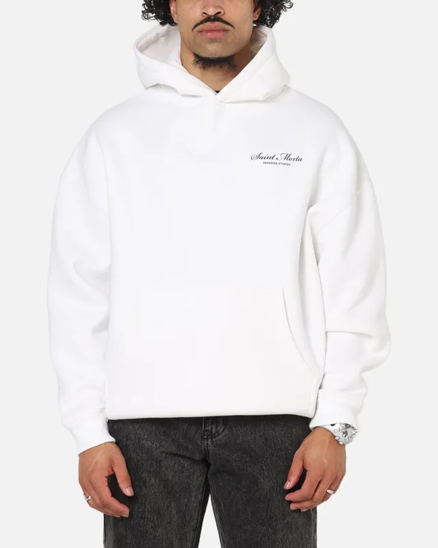 Saint Morta Studios Logo Boxy Hoodie White sold by Culture Kings