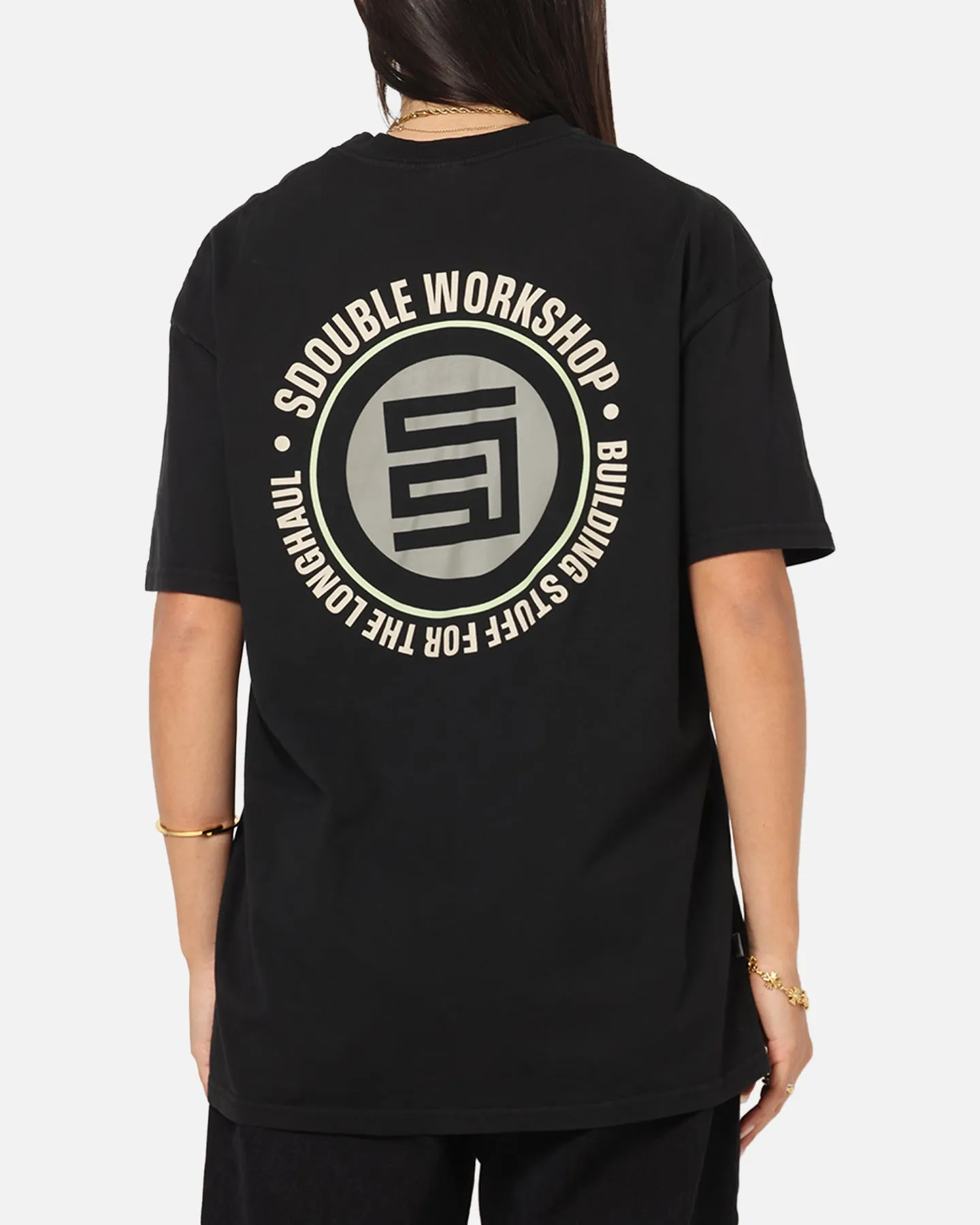 S Double Workshop Dot T-Shirt Black sold by Culture Kings