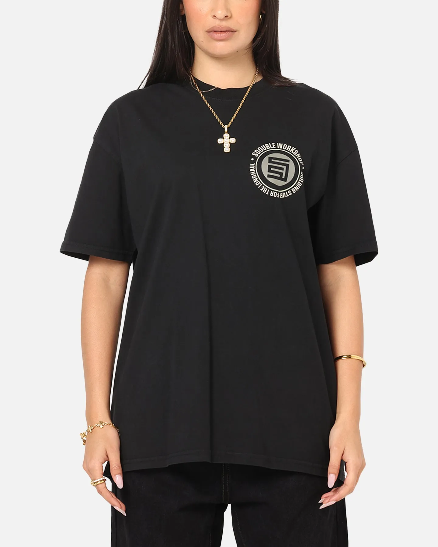S Double Workshop Dot T-Shirt Black sold by Culture Kings product image thumbnail 3