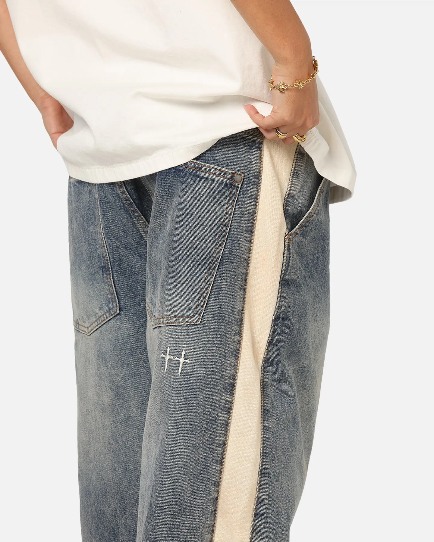 Saint Morta Amplus Sidewinder Jeans Dirty Denim/Off White sold by Culture Kings product image thumbnail 4