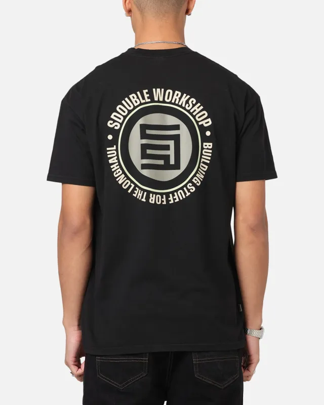 S Double Workshop Dot T-Shirt Black sold by Culture Kings