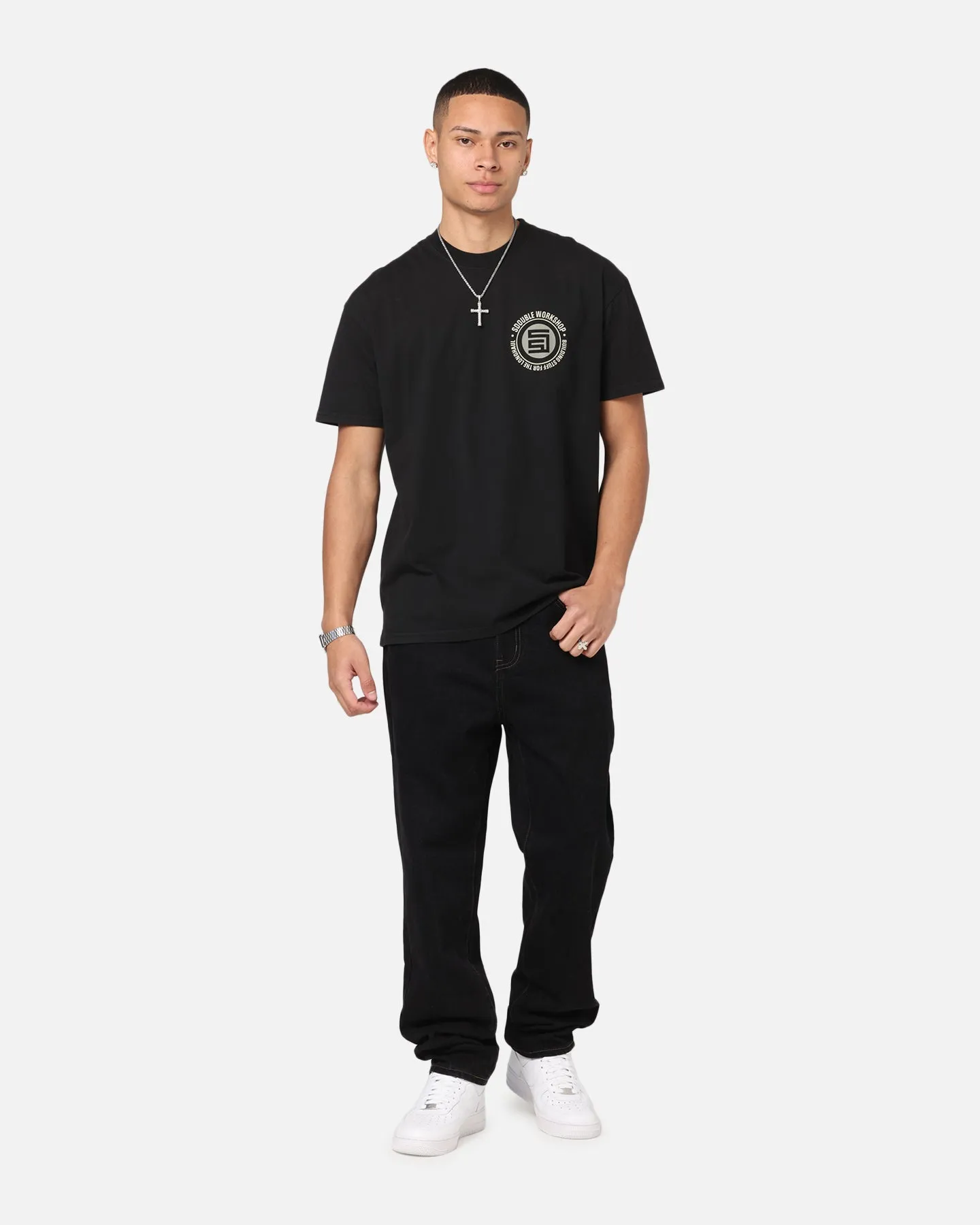 S Double Workshop Dot T-Shirt Black sold by Culture Kings product image thumbnail 4