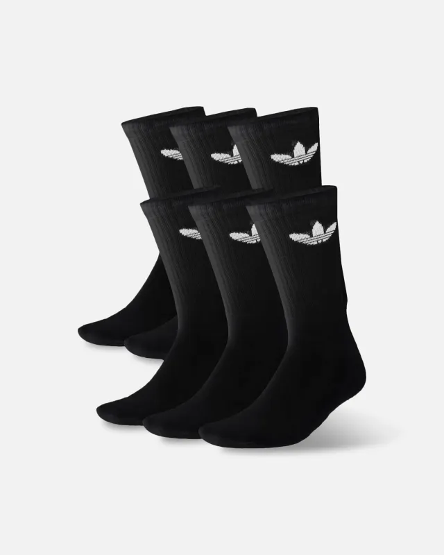 Adidas Trefoil Cushioned Crew Socks 6 Pack Black sold by Culture Kings
