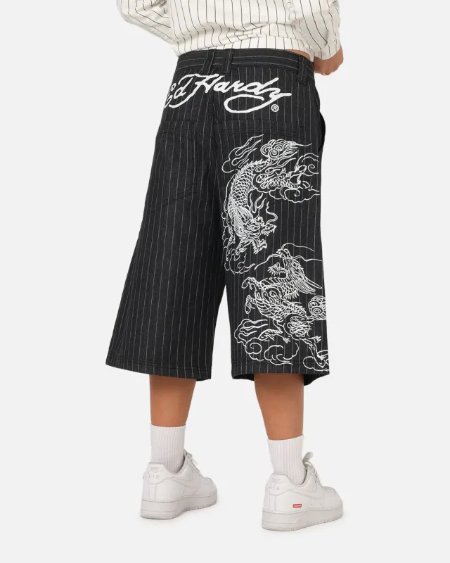 Ed Hardy Shinjuku Jorts Black Pinstripe sold by Culture Kings