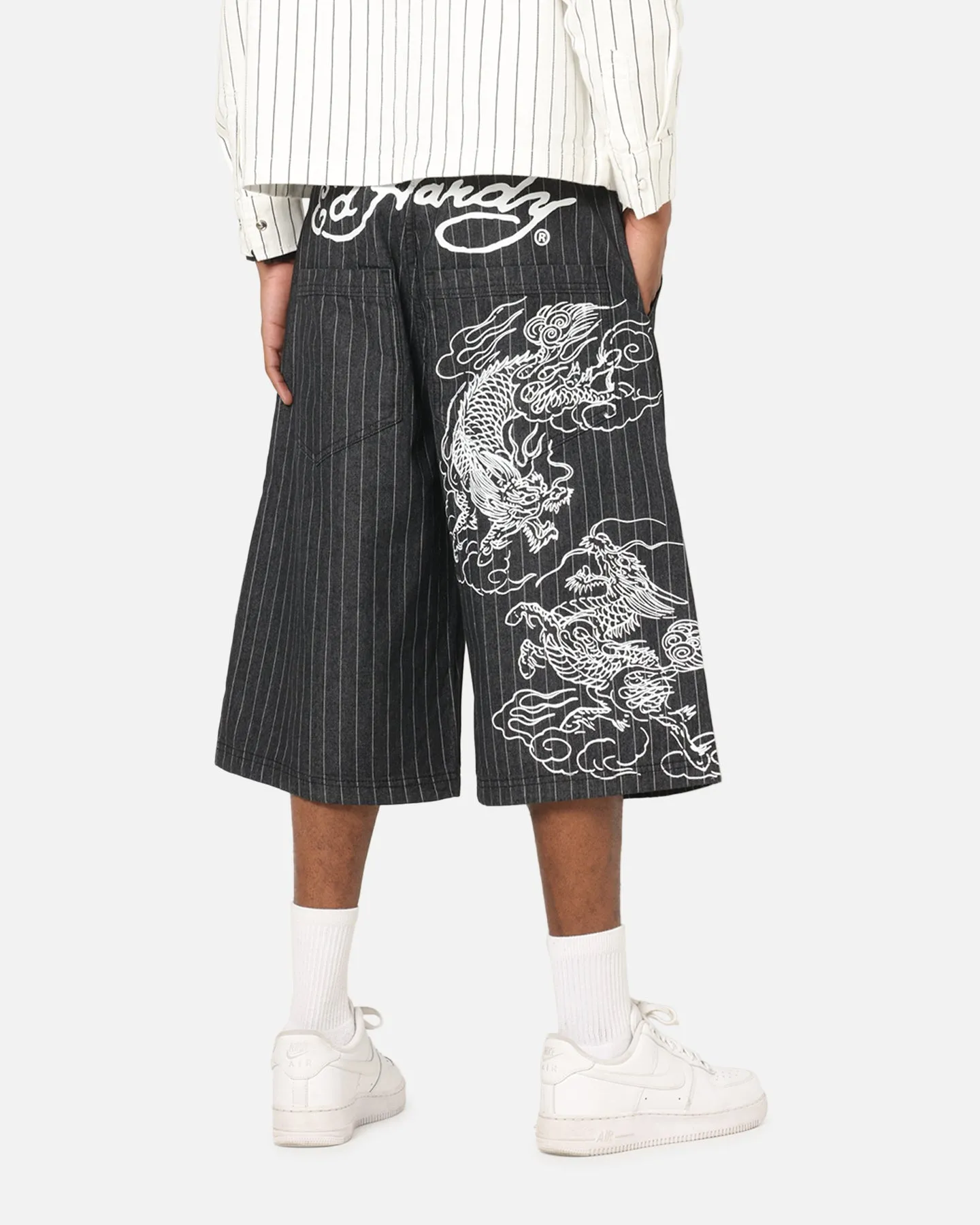 Ed Hardy Shinjuku Jorts Black Pinstripe sold by Culture Kings