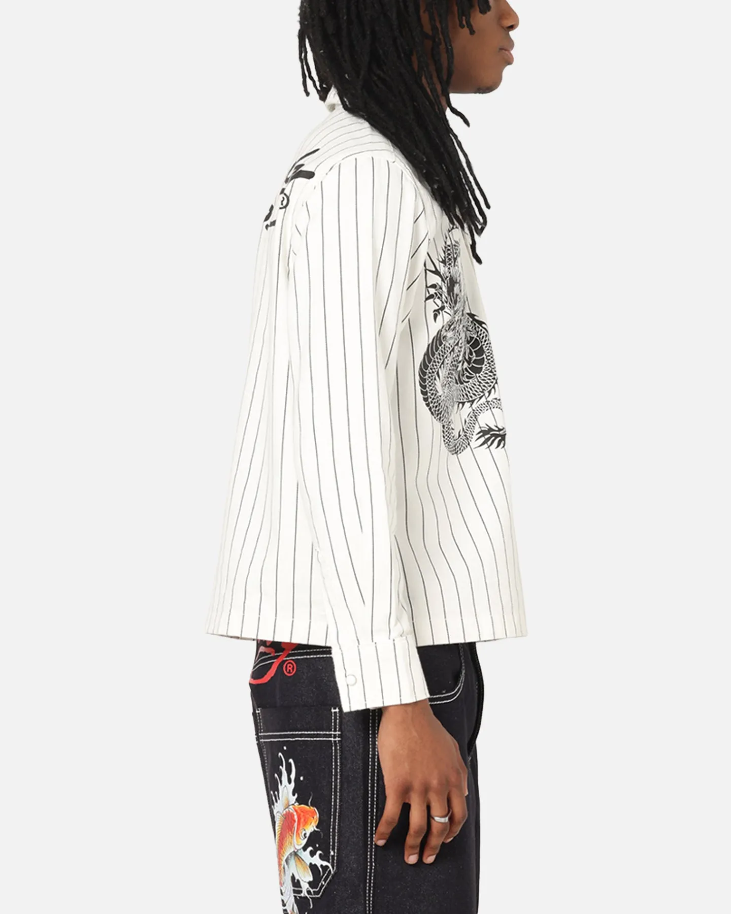 Ed Hardy Euro Button Up Shirt White Pinstripe sold by Culture Kings product image thumbnail 5