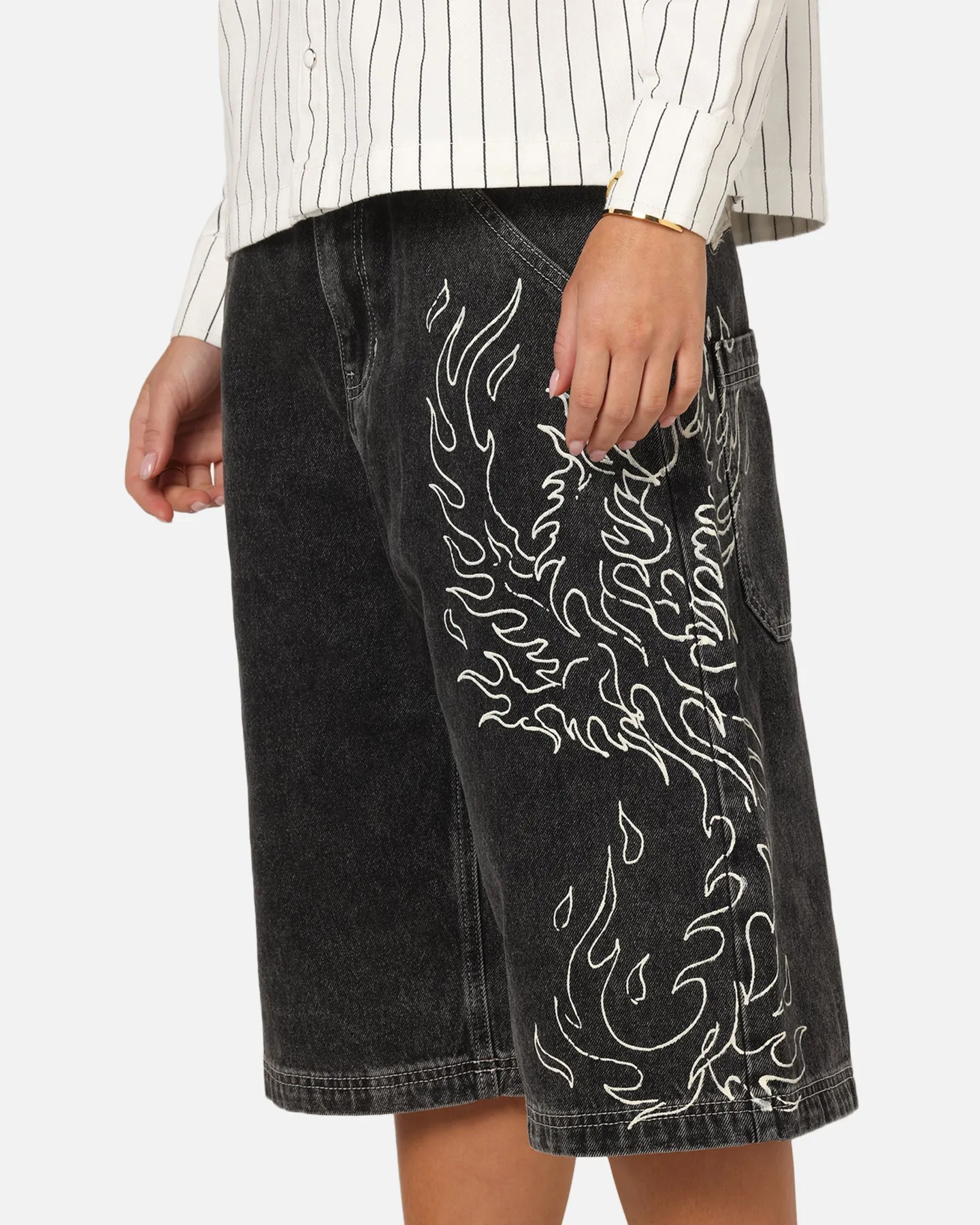 Ed Hardy Women's Distressed Logo Jorts Black sold by Culture Kings product image thumbnail 3