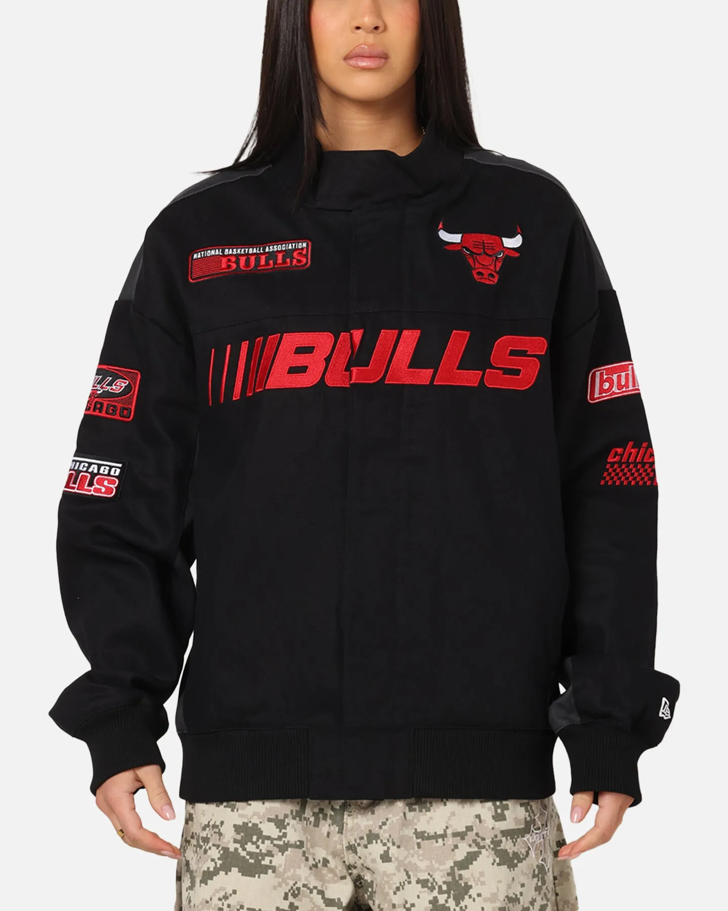 New Era Chicago Bulls NBA Motorsport Jacket Black sold by Culture Kings