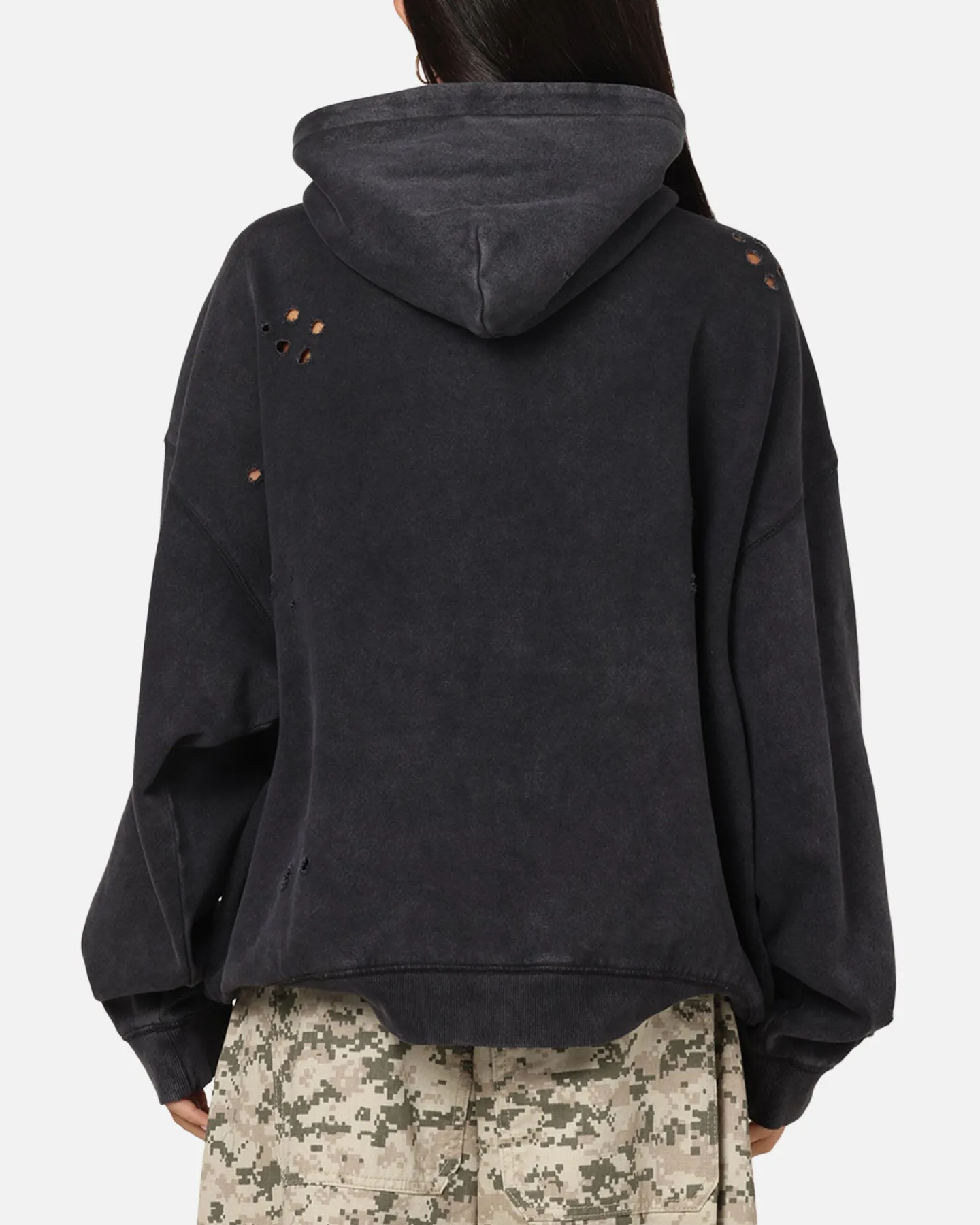 Mitchell & Ness Chicago Bulls Distressed Rhinestone Logo Hoodie Faded Black sold by Culture Kings product image thumbnail 3