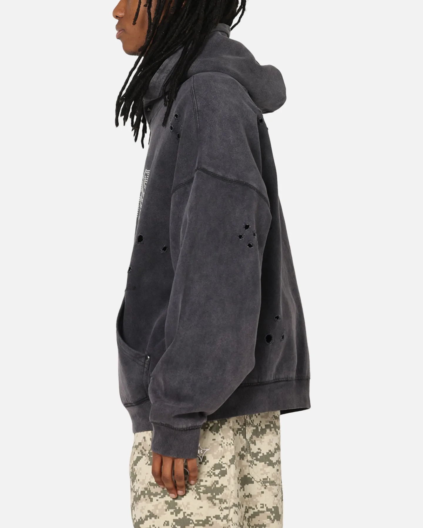 Mitchell & Ness Los Angeles Lakers Distressed Rhinestone Logo Hoodie Faded Black sold by Culture Kings product image thumbnail 5