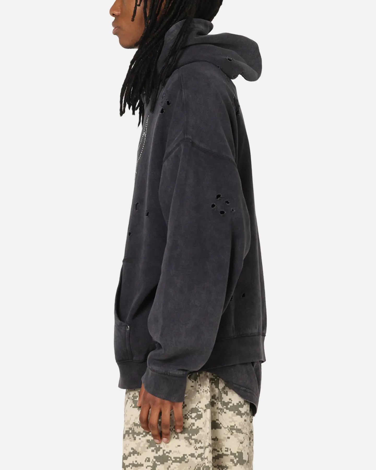 Mitchell & Ness Chicago Bulls Distressed Rhinestone Logo Hoodie Faded Black sold by Culture Kings product image thumbnail 5