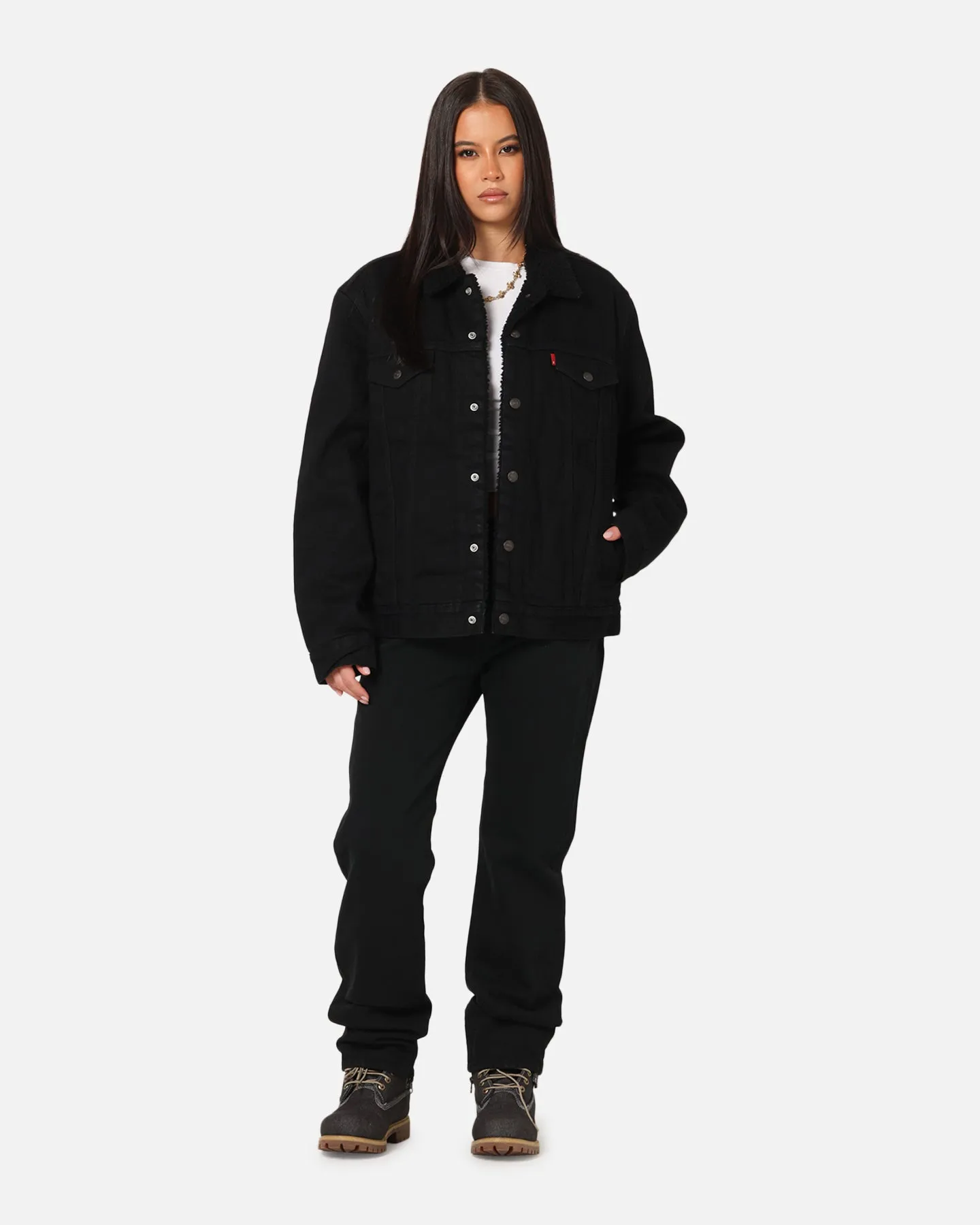 Levi Strauss And Co Relaxed Fit Sherpa Trucker Jacket Black sold by Culture Kings product image thumbnail 2