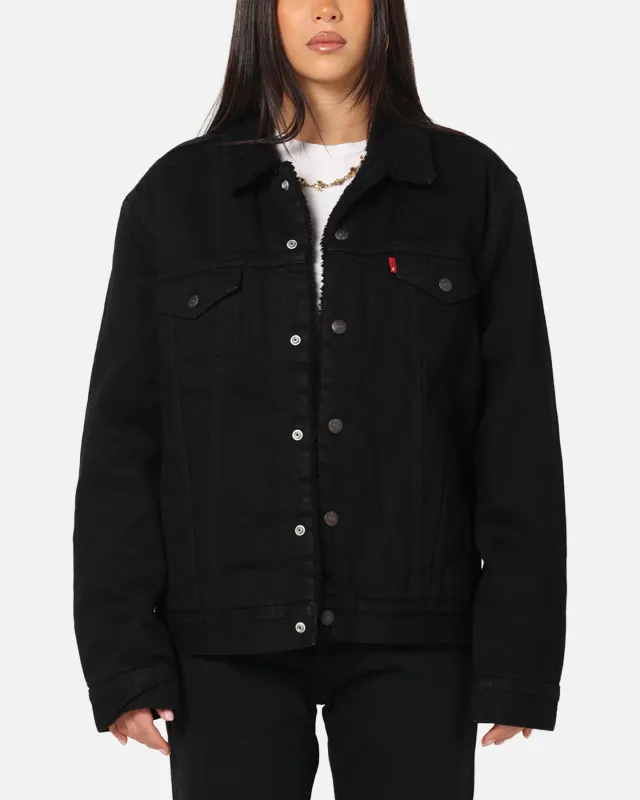 Levi Strauss And Co Relaxed Fit Sherpa Trucker Jacket Black made by Culture Kings