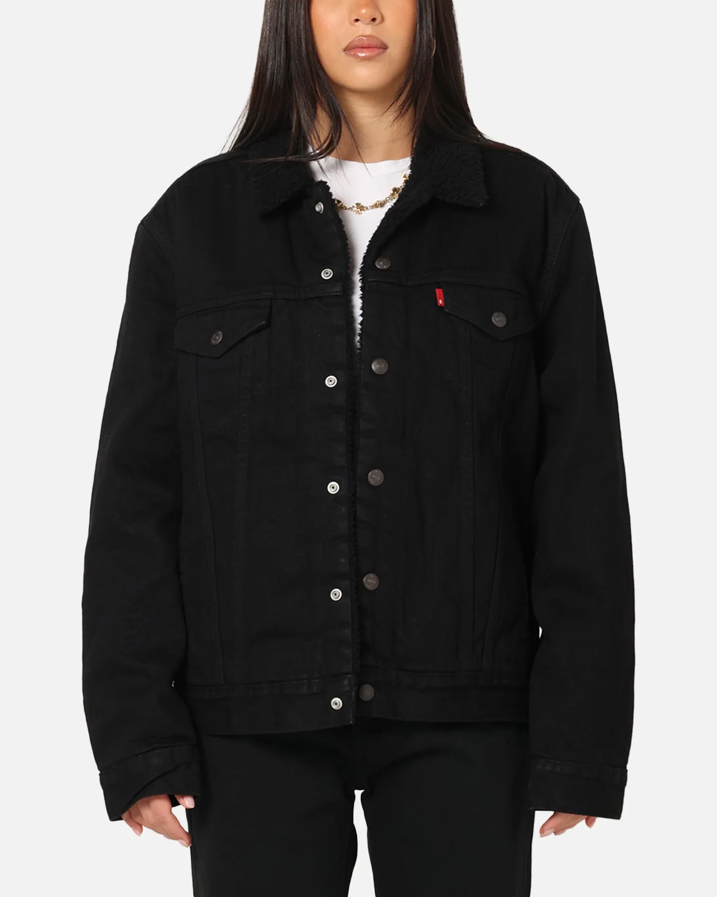Levi Strauss And Co Relaxed Fit Sherpa Trucker Jacket Black sold by Culture Kings
