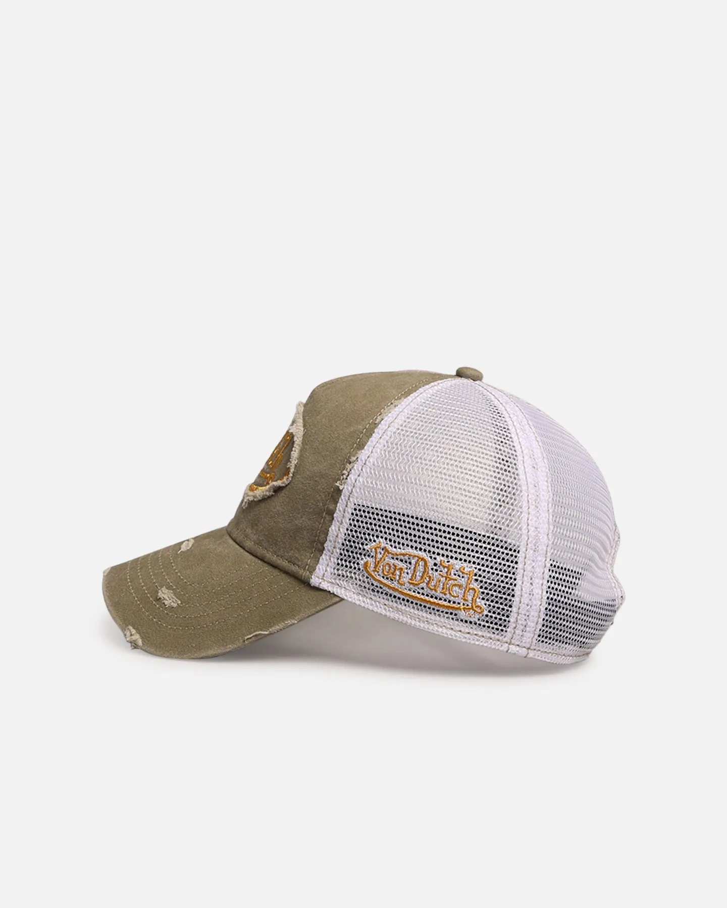 Von Dutch Destroyed Twill Trucker Snapback Washed Khaki sold by Culture Kings product image thumbnail 4