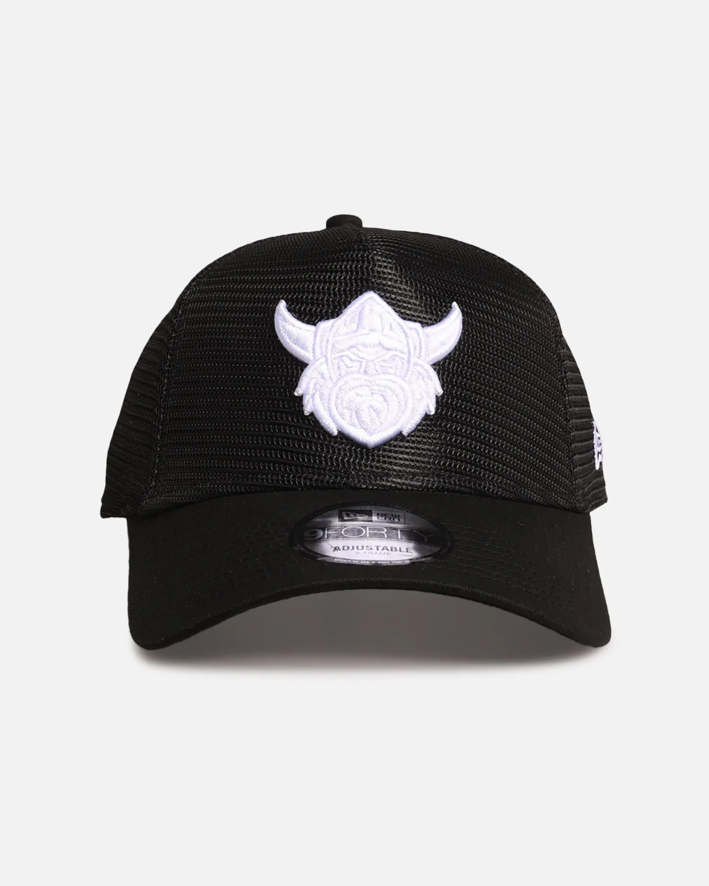 New Era Canberra Raiders 'NRL Mesh Crown' 9FORTY A-Frame Trucker Snapback Black sold by Culture Kings