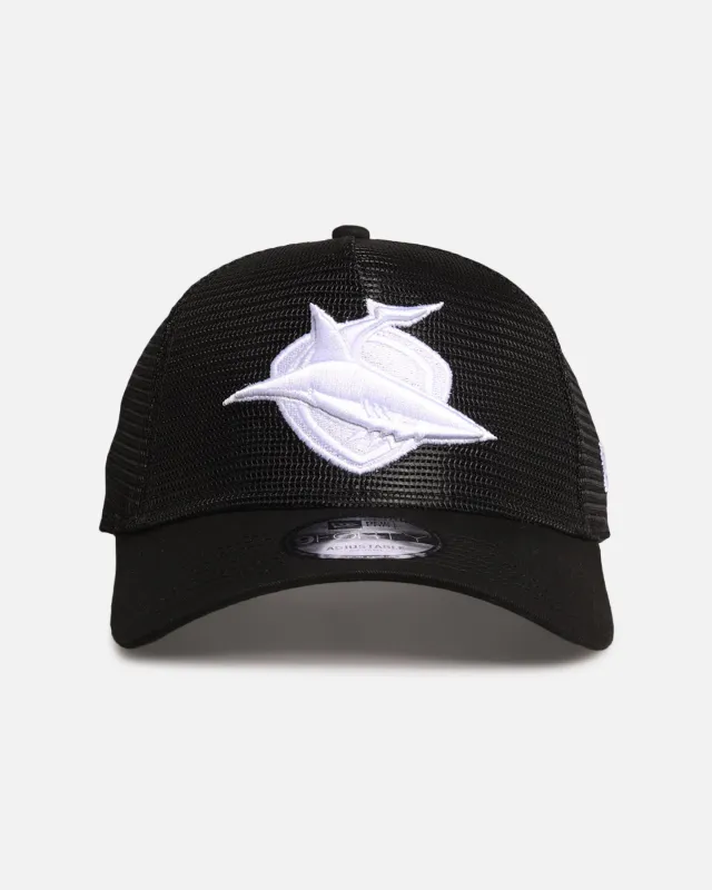 New Era Cronulla Sutherland Sharks 'NRL Mesh Crown' 9FORTY A-Frame Trucker Snapback Black sold by Culture Kings