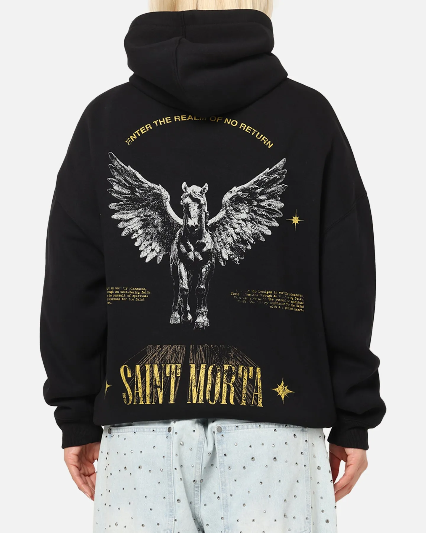 Saint Morta Realm Of Return Boxy Hoodie Black sold by Culture Kings