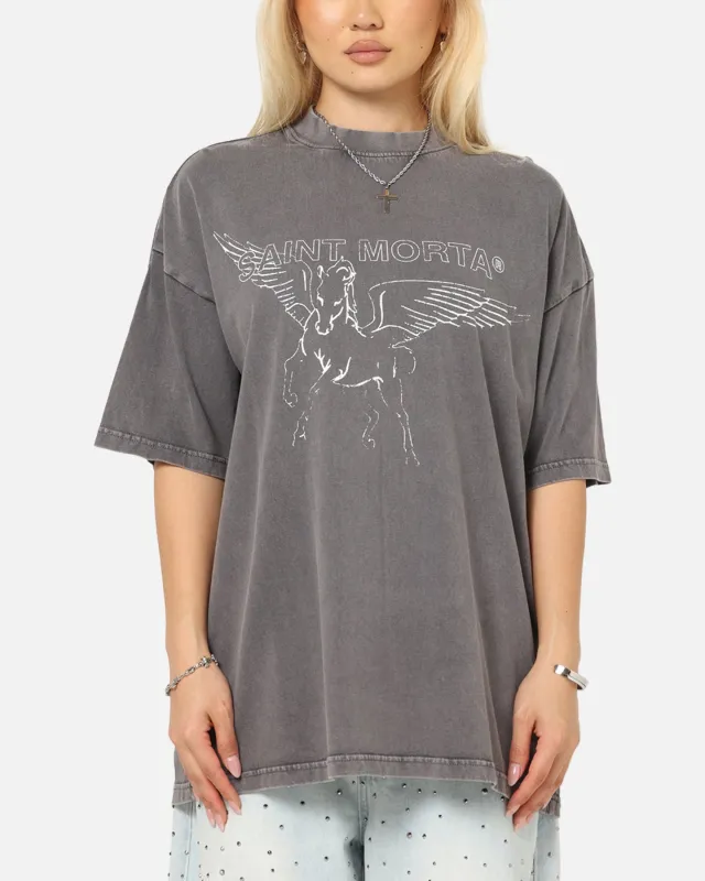 Saint Morta Liberty Mock Neck T-Shirt Washed Charcoal sold by Culture Kings