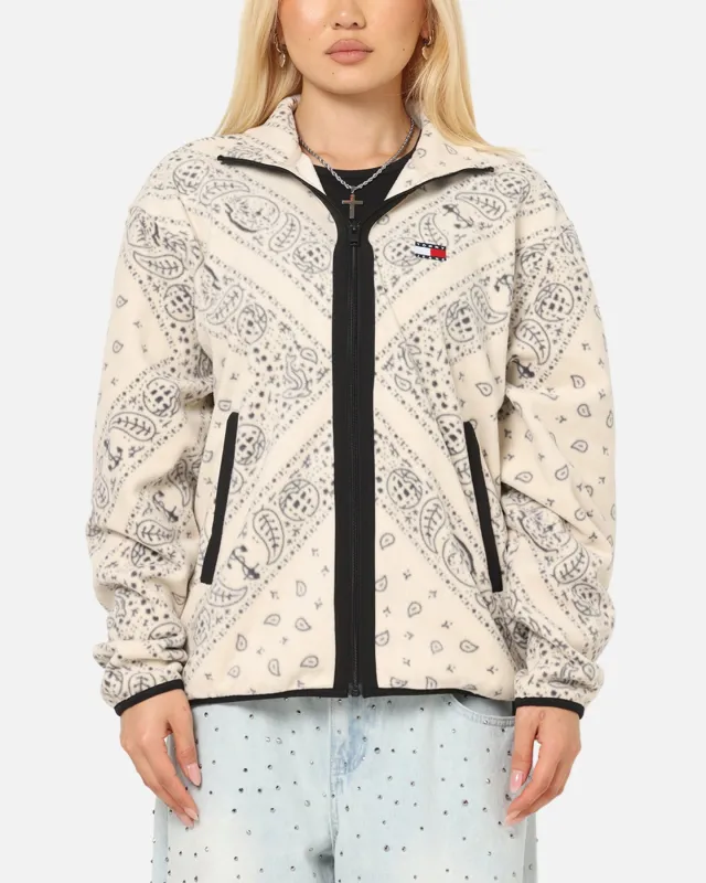 Tommy Jeans Relaxed Zip Paisley Fleece Jacket Newsprint sold by Culture Kings