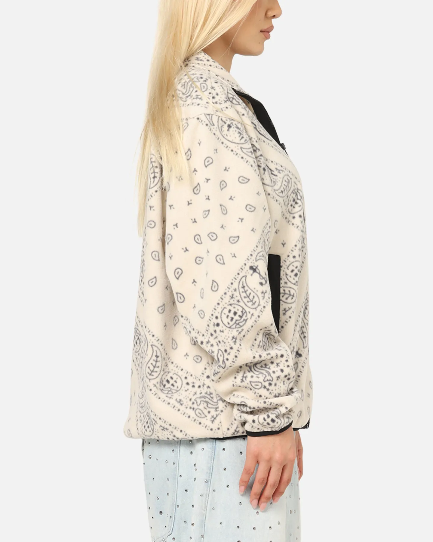 Tommy Jeans Relaxed Zip Paisley Fleece Jacket Newsprint sold by Culture Kings product image thumbnail 4