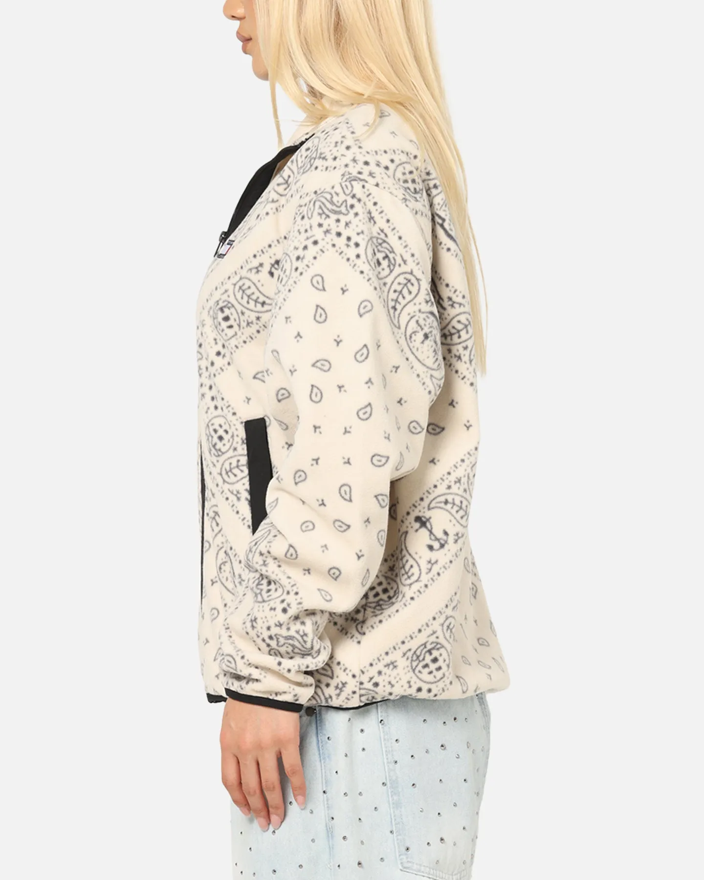 Tommy Jeans Relaxed Zip Paisley Fleece Jacket Newsprint sold by Culture Kings product image thumbnail 5