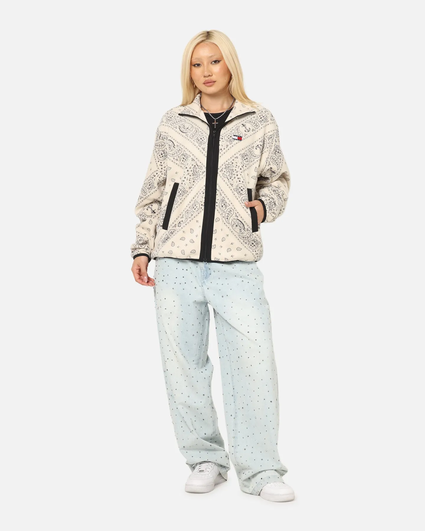 Tommy Jeans Relaxed Zip Paisley Fleece Jacket Newsprint sold by Culture Kings product image thumbnail 2