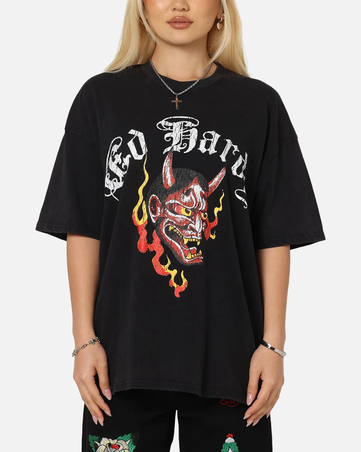 Ed Hardy Mask Of Mischief T-Shirt Black Acidwash sold by Culture Kings