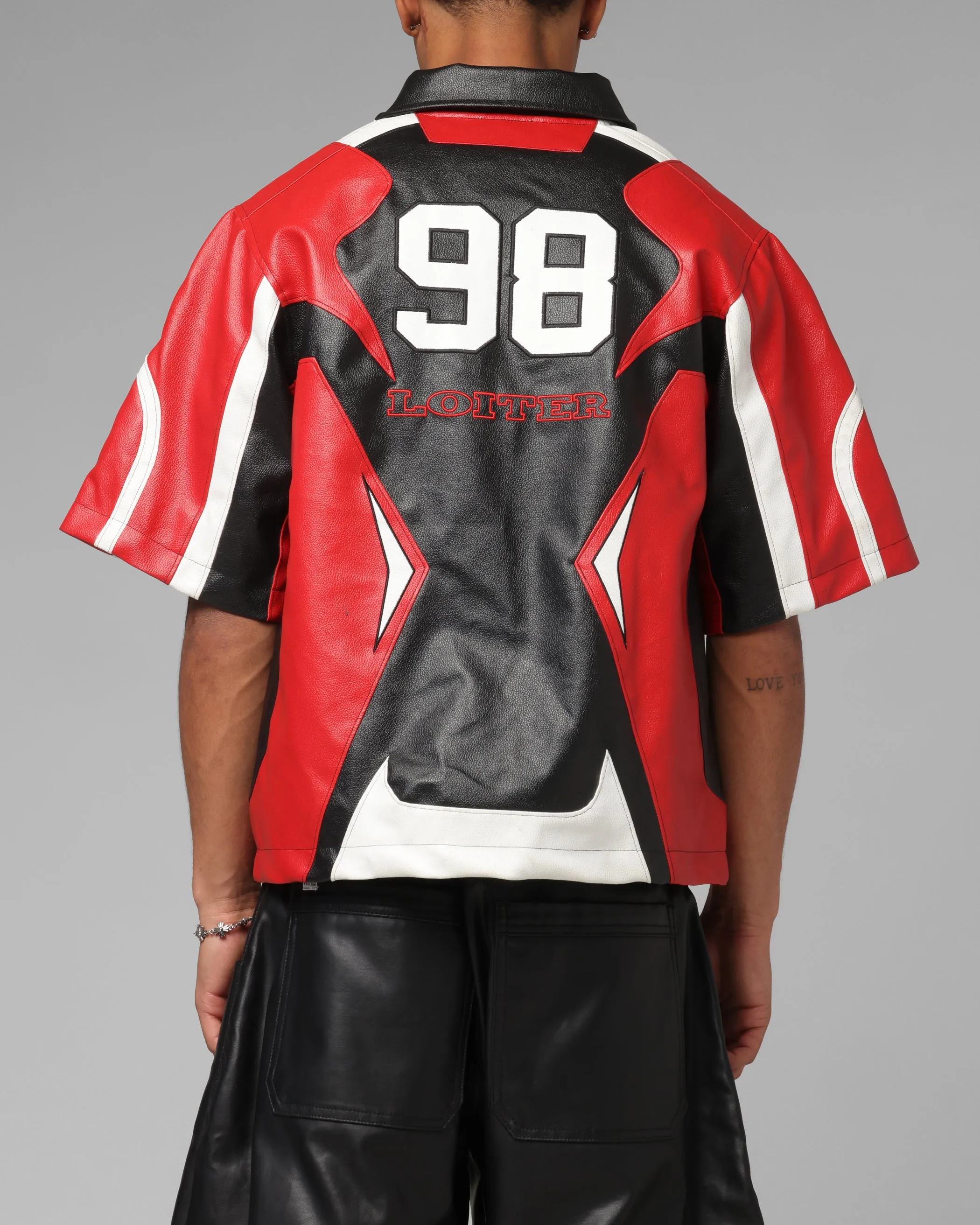Loiter Racer Vegan Leather Shirt Red/Black sold by Culture Kings product image thumbnail 2