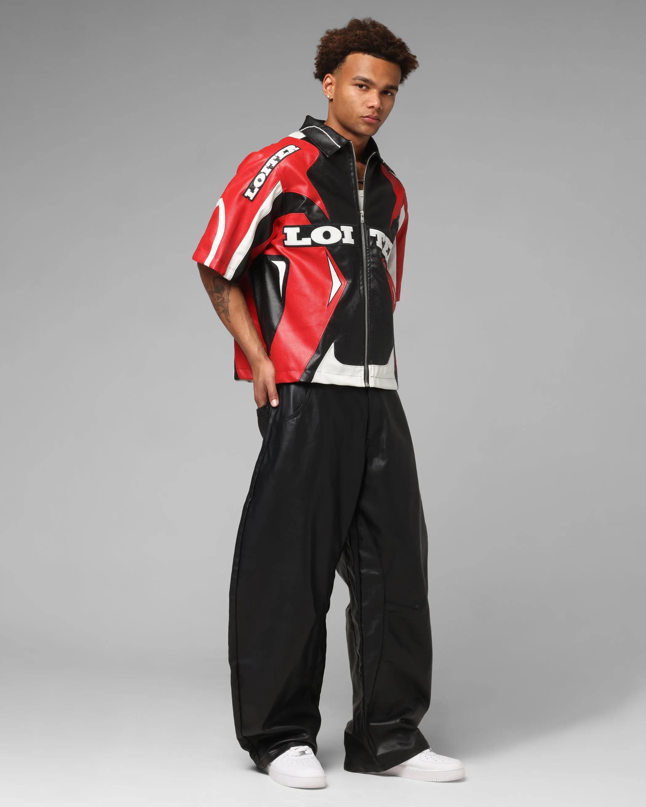 Loiter Racer Vegan Leather Shirt Red/Black sold by Culture Kings product image thumbnail 3