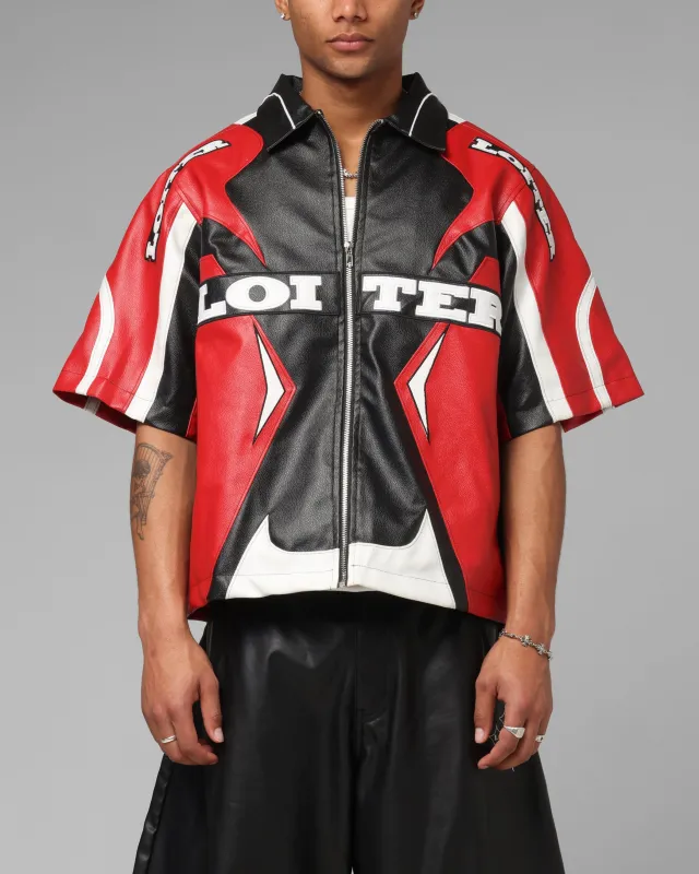 Loiter Racer Vegan Leather Shirt Red/Black made by Culture Kings