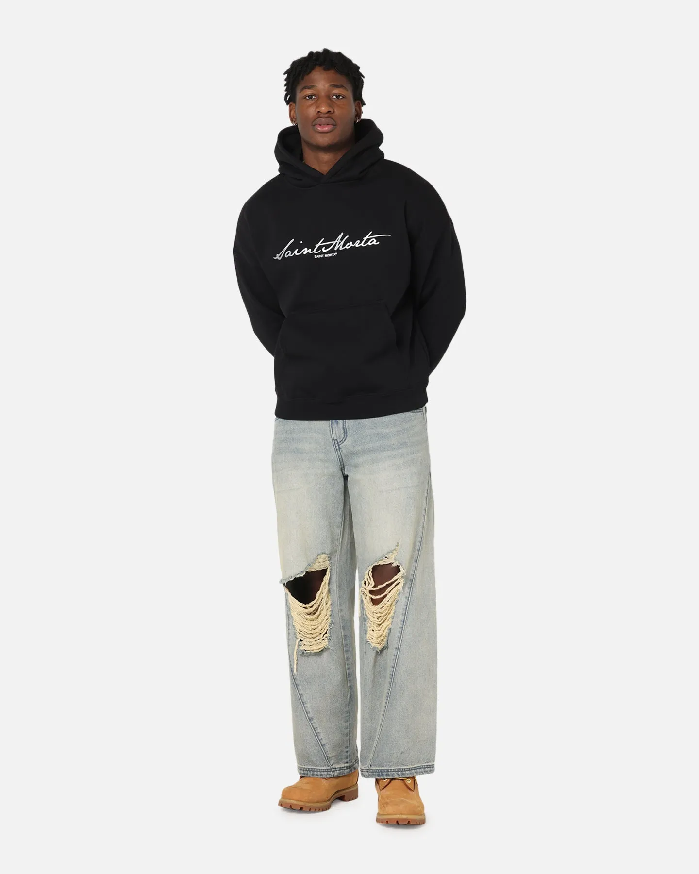 Saint Morta Scripture Boxy Hoodie Black sold by Culture Kings product image thumbnail 2