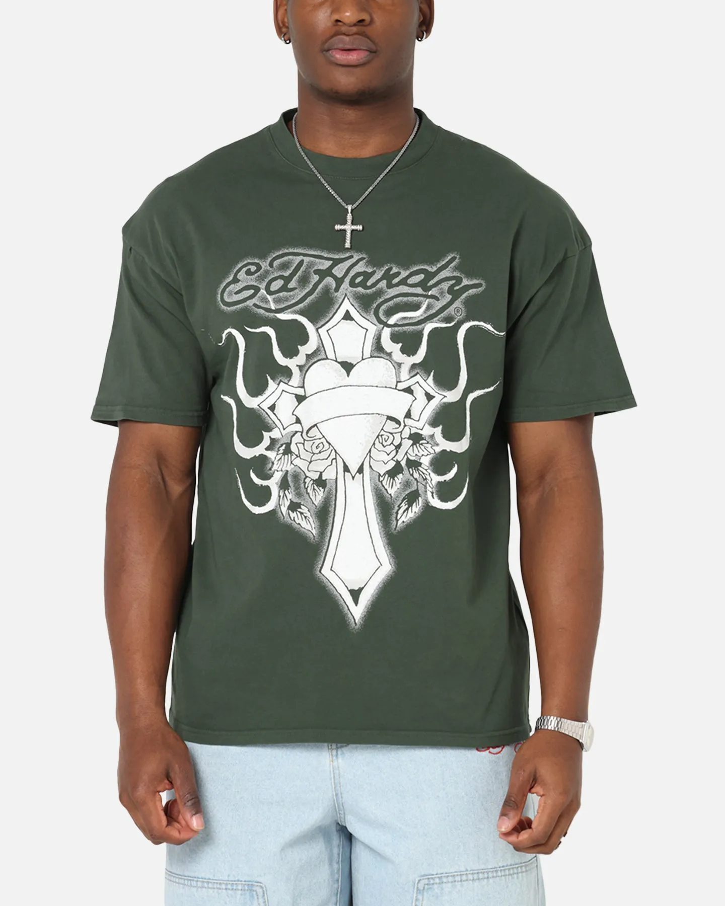Ed Hardy Cross My Heart T-Shirt Pine Green sold by Culture Kings