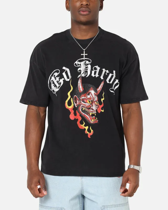 Ed Hardy Mask Of Mischief T-Shirt Black Acidwash sold by Culture Kings