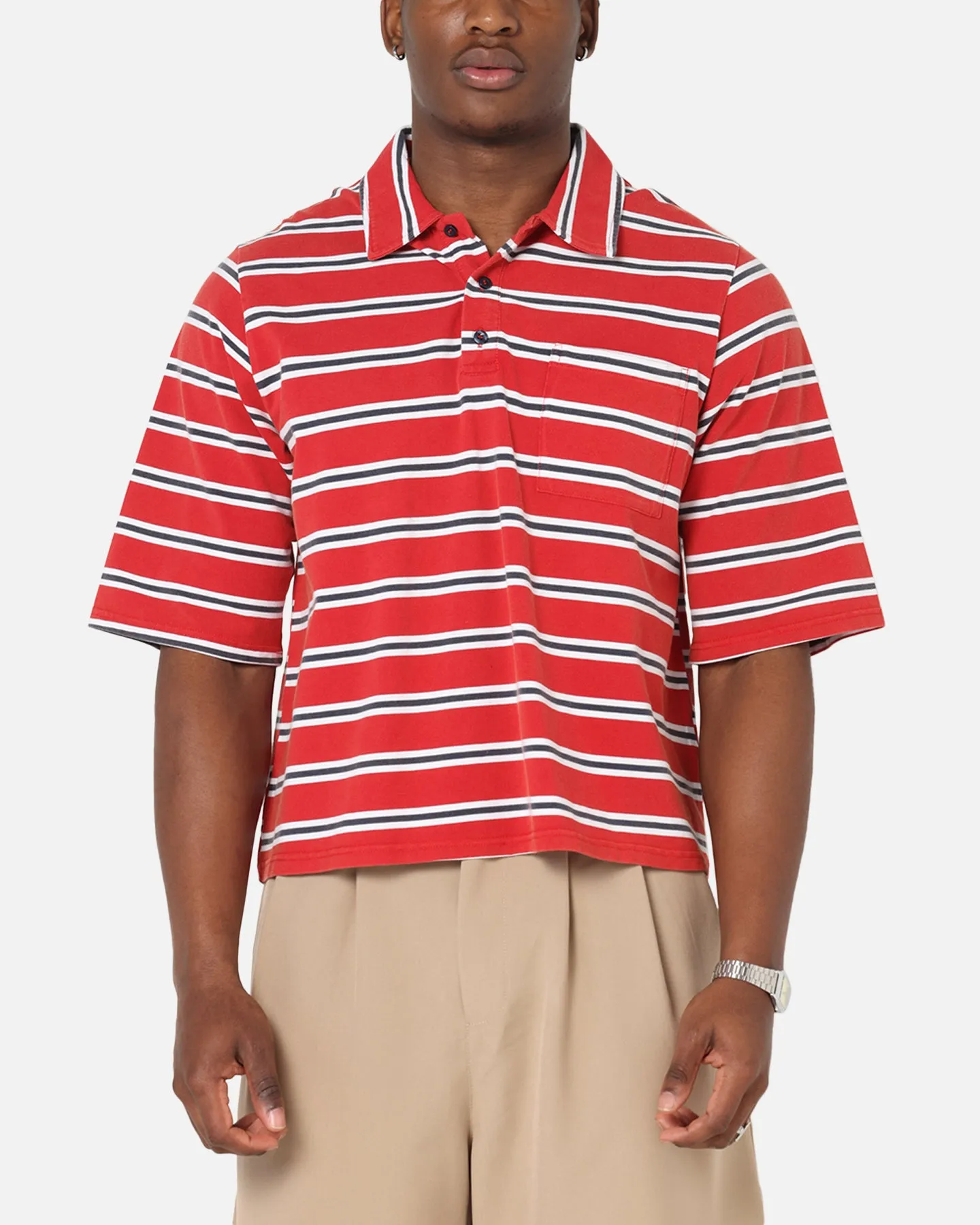 XXIII Striped Polo T-Shirt Red Stripe sold by Culture Kings