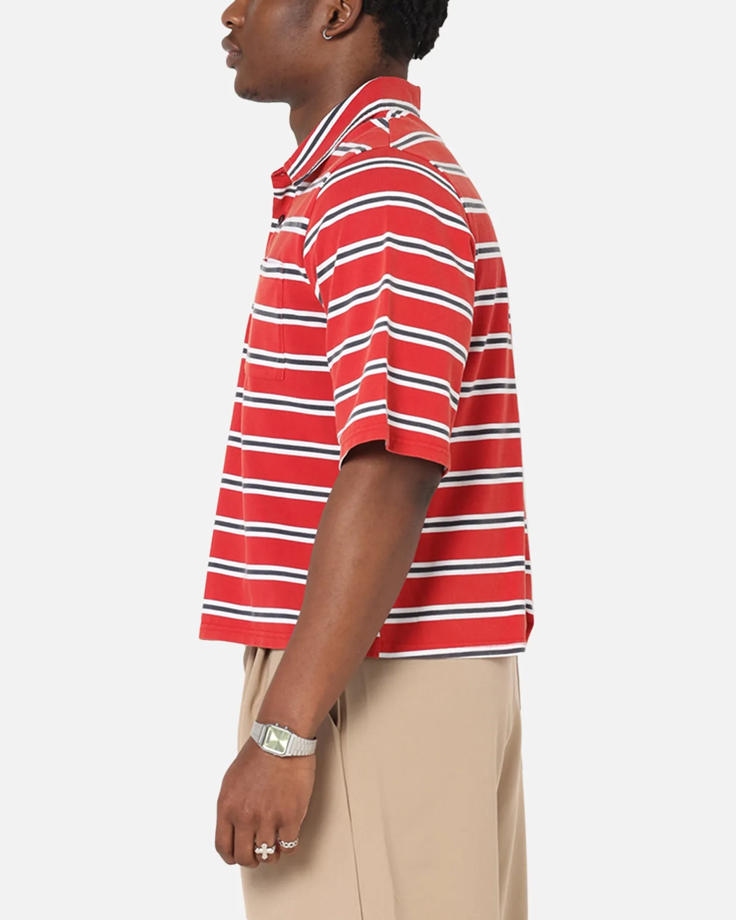 XXIII Striped Polo T-Shirt Red Stripe sold by Culture Kings product image thumbnail 5