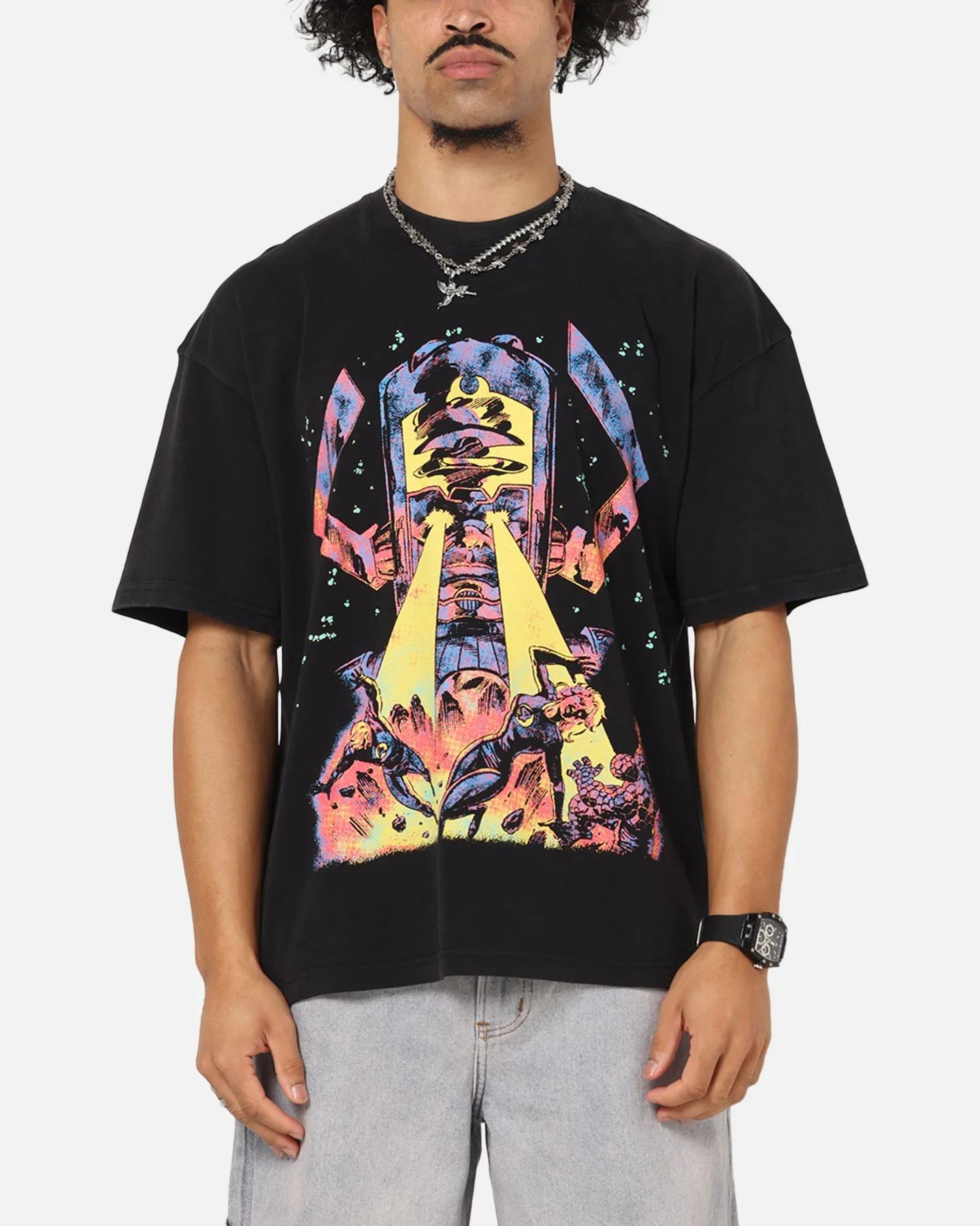 73Studio Marvel Fantastic Four Galactus Universe T-Shirt Black Acidwash sold by Culture Kings