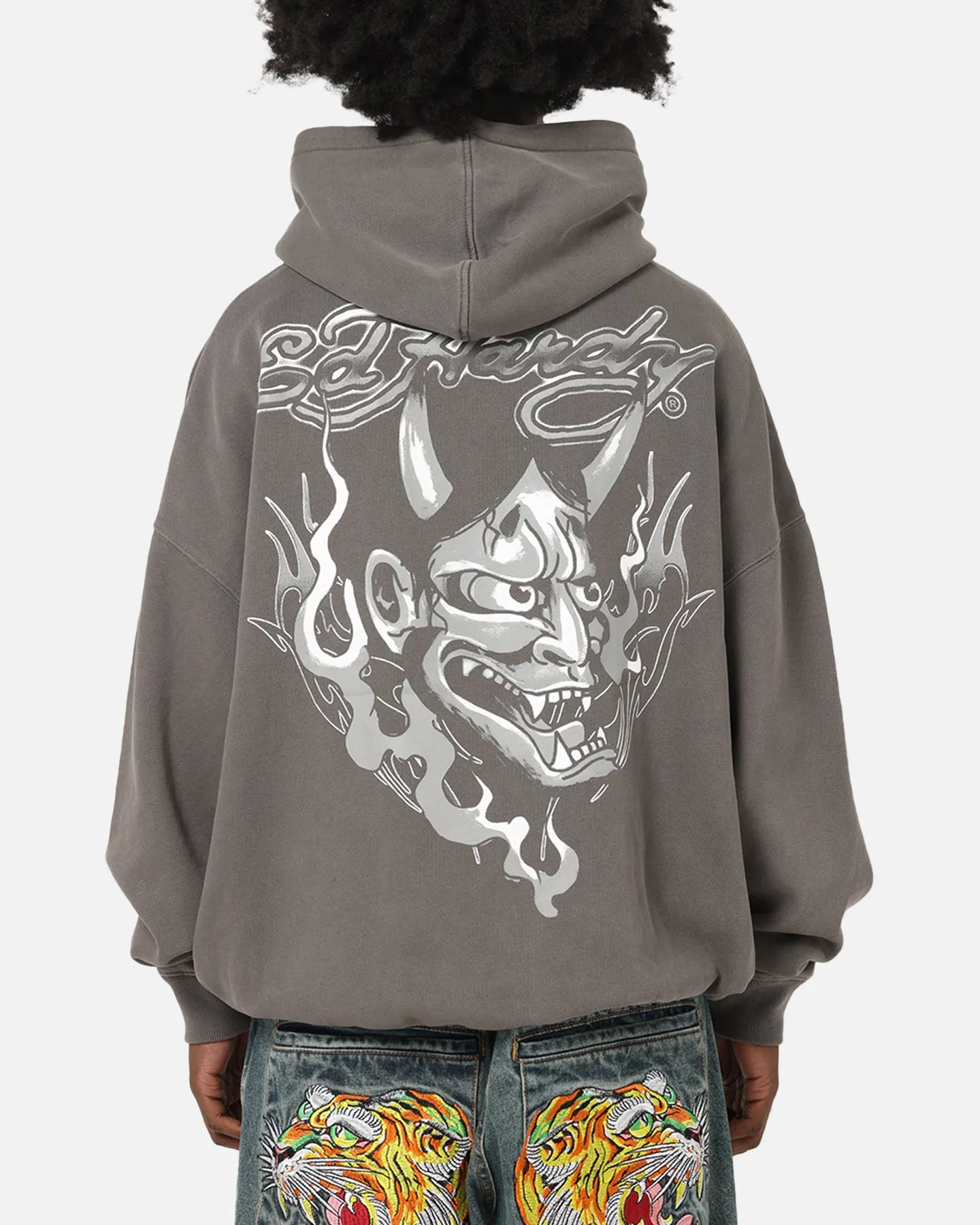 Ed Hardy Double Horns Hoodie Washed Charcoal sold by Culture Kings