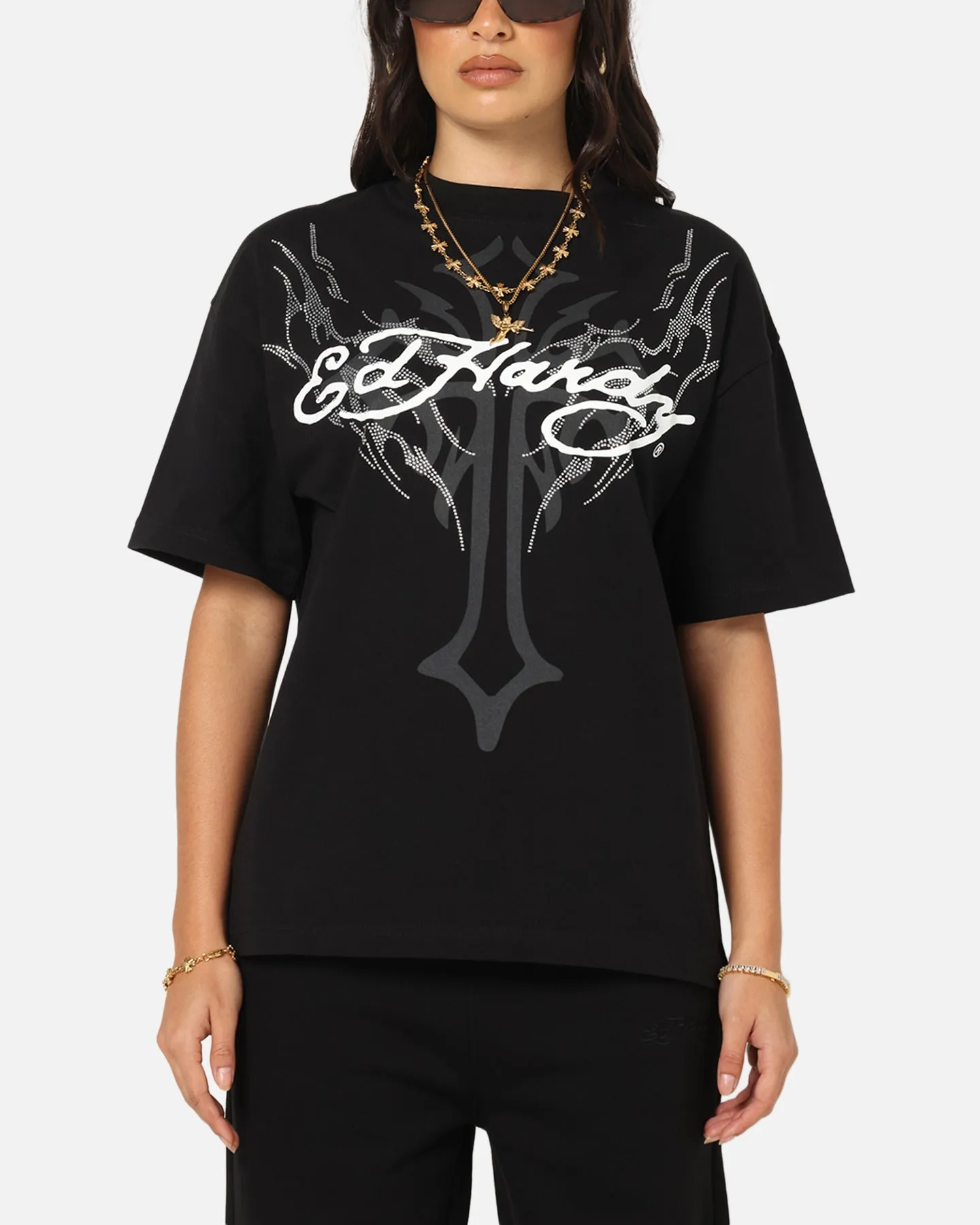 Ed Hardy Trinity Rhinestone T-Shirt Black sold by Culture Kings