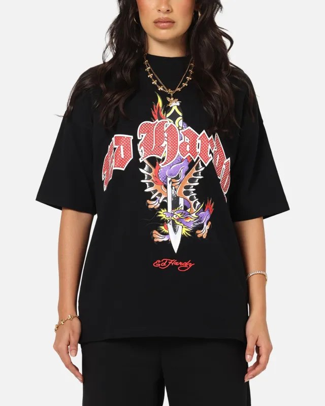 Ed Hardy Dagger Rhinestone Crop T-Shirt Black sold by Culture Kings
