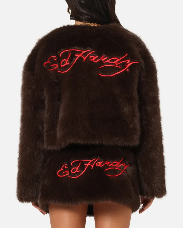 Ed Hardy Women's Faux Fur Jacket Brown sold by Culture Kings