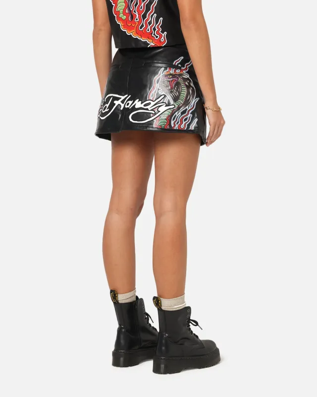Ed Hardy Women's Vegan Leather Biker Mini Skirt Black sold by Culture Kings